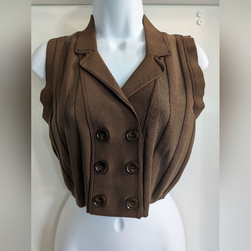 House Of Harlow 1960 Brown Double-breasted Stretch Crop Material Size Small